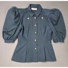 Vtg 80s Blouse S Puff Sle