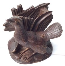 ANCIEN TÉTRAS  EN BOIS SCULPTÉ ALPES FORÊT NOIRE PYROGÈNE GESCHNITZTES HOLZ-HAIN