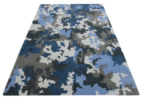 Tapis moderne bleu - tapis, gris