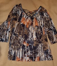 Haut t-shirt long tunique strech imprimé fantaisie MS Mode taille L