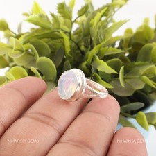 Bague Solitaire En Opale Lait