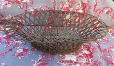 Grande Corbeille ancienne Fil de Fer tressé Art Populaire 37cX27X10,5cm de haut