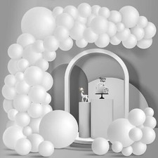 Arche Ballon Blanc 100 Pièces pour Anniversaire Mariage Baptême Baby Shower N...