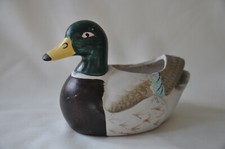 Canard Colvert vide poche en biscuit de faïence fine non émaillée 