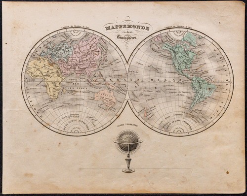 1860ca carte monde - carte,