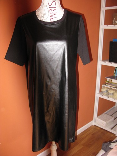 Robe noire matière phildar - noire, bi-matière