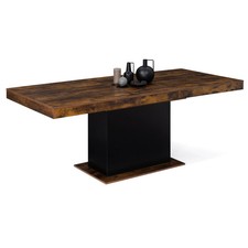 Table à manger extensible rectangle EDEN 6-10 personnes bois effet vieilli et no