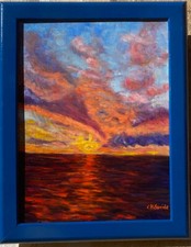 Tableau Huile Corse couché de soleil