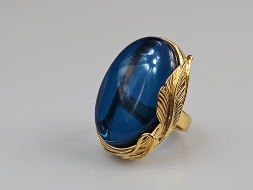 Bague ambre bleu - bague,