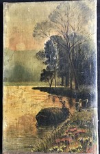 Peinture ancienne huile - ancienne, signee