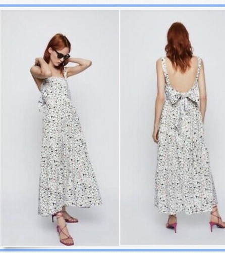 Zara floral print dress - print, white