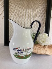 625⚜️ Broc à Eau Pichet Munder-Email en Tôle Émaillée Blanc Hauteur 26 Cm