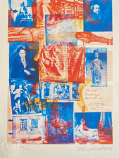 Robert Rauschenberg Lithographie COA Originale Numérotée Timbre (Frank Stella)