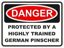Autocollant Danger Chien Pinscher Allemand / Vinyle Haute Résolution Imperméable