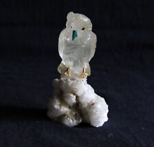 Chouette Cristal de Roche et Chrysocole artisanat Péruvien déco