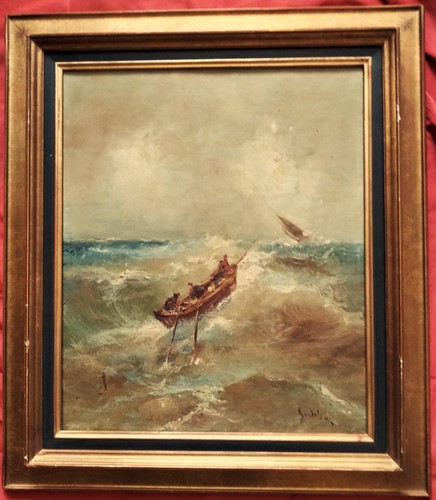 Superbe marine huile - , xix