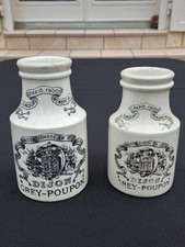 2 ANCIENS  POTS A MOUTARDE FAIENCE DIGOIN SARREGUEMINES-GREY POUPON-DIJON