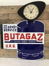 ? Horloge pendule  Quartz Formica noire Cadran Crème Odo Vintage 60 70