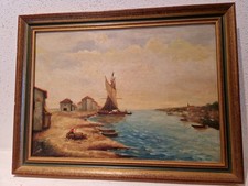 Peinture Marine Ancienne Huile Sur Toile 