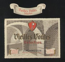 ANCIENNE ÉTIQUETTE VIN VIEILLES VOÛTES MACON J. MOMMESSIN  Boisson old label 