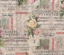 Tissu Roses écriture 45x54 cm