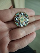 Bouton Laiton Et Email 28mm
