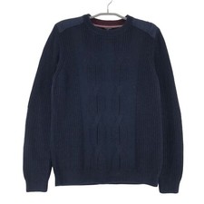 TED BAKER London Pull À Col Rond Laichi Bleu Pour Hommes Taille 3 - M