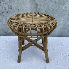 Tabouret Mod. Riviera en Bambou Et Rotin Design Franco Albini 1960 Vintage Osier