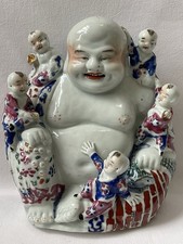 Ancien Bouddha Rieur avec les cinq enfants , ca 1900-1920 Chine