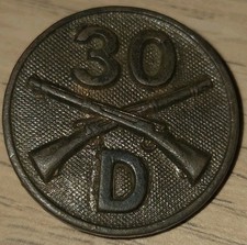 WW1 US Army Enlisted US Army Collar  Disque 30 rd Infantry Inf Company D