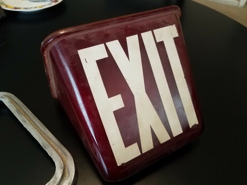 Vintage ruby red glass exit - ruby,