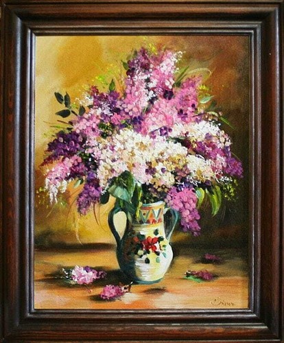 Fleurs lilas peinture à - de,