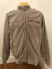 BLOUSON ALL SAINT'S CUIR DAIM SUEDE GRIS A TROUS, TBE SIZE:L,..IT:52,,RARELY!!