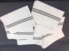 Lot de 6 torchons serviettes en coton ancien rayures vintage cantine école