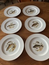Lot De 6 Assiettes À Poissons Porcelaine D’art Limoges France