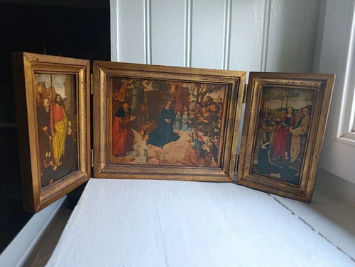 Triptyque religieux bois - religieux,