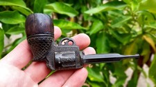Pipe Révolver Bois Pressé Moulé XIXe Siècle Pistolet