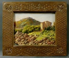 Tableau début 20ème Abel Faivre encadrement sculpté genre oriental