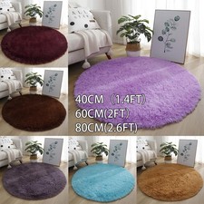 Tapis Moelleux Tapis Peluche Rond Poilu Soie Laine 1pcs Antidérapantes