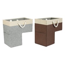 Panier d'escalier avec poignées, panier de rangement d'escalier en forme de L,