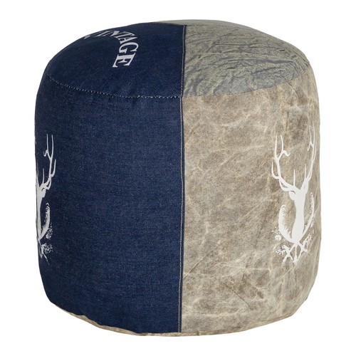 Tabouret pouf siège bleu - pouf,