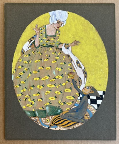 Gouache art déco scène femme - déco,