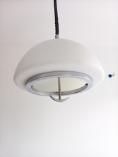Luminaire Suspension Design 70 Opaline et Inox Monte et Descend