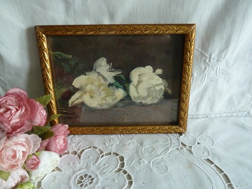 Ancien chromo roses - , blanches