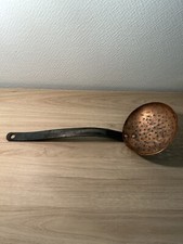 Ancien Écumoire Cuivre Avec Manche En Fer Made In France