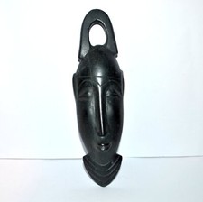 Sculpture Masque africain Tête en bois d'ébène AFRIQUE ETHNIQUE 22.5 x 7