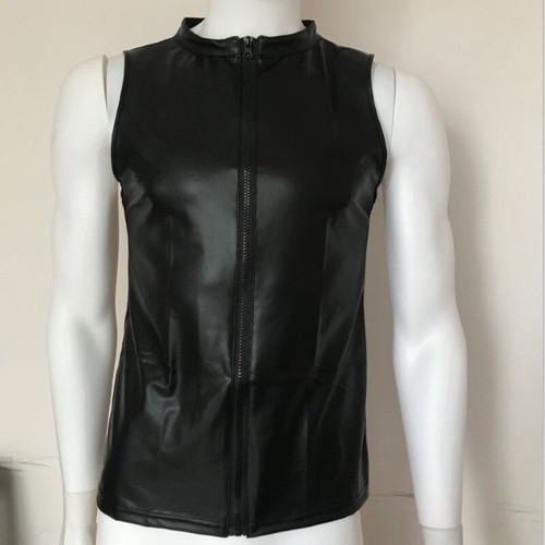 Gilet mat cuir synthétique - en,