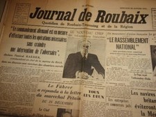 JOURNAL,"JOURNAL DE ROUBAIX" du 29 janvier 1941,occupation,combats,fronts,(j473