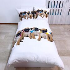 Chien Carlin Set 2pezzi Lit Simple Housse de Couette 160x200cm Réversible M.12