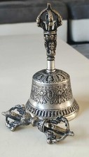 Cloche Tibétaine Bouddhiste Méditation/Prière & Dorje/Vajra En Alliage Métalique